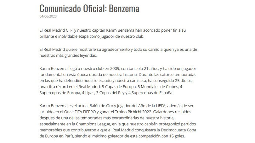 Ufficiale: Real Madrid-Benzema, è addio