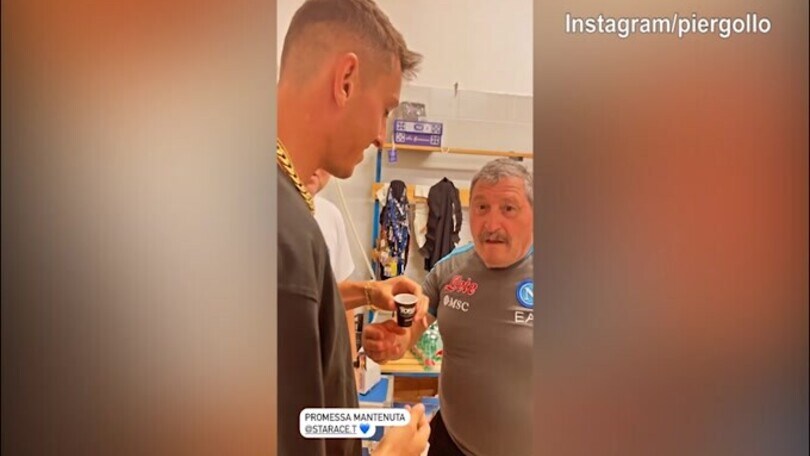Napoli, Gollini mantiene la promessa: assaggiato il caffè di Starace