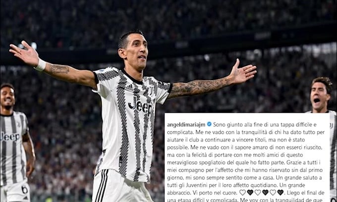 Juve, è ufficiale: Di Maria ai saluti