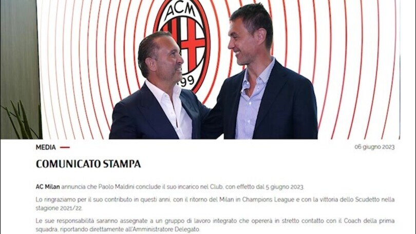 Ufficiale, il Milan saluta Maldini: il comunicato