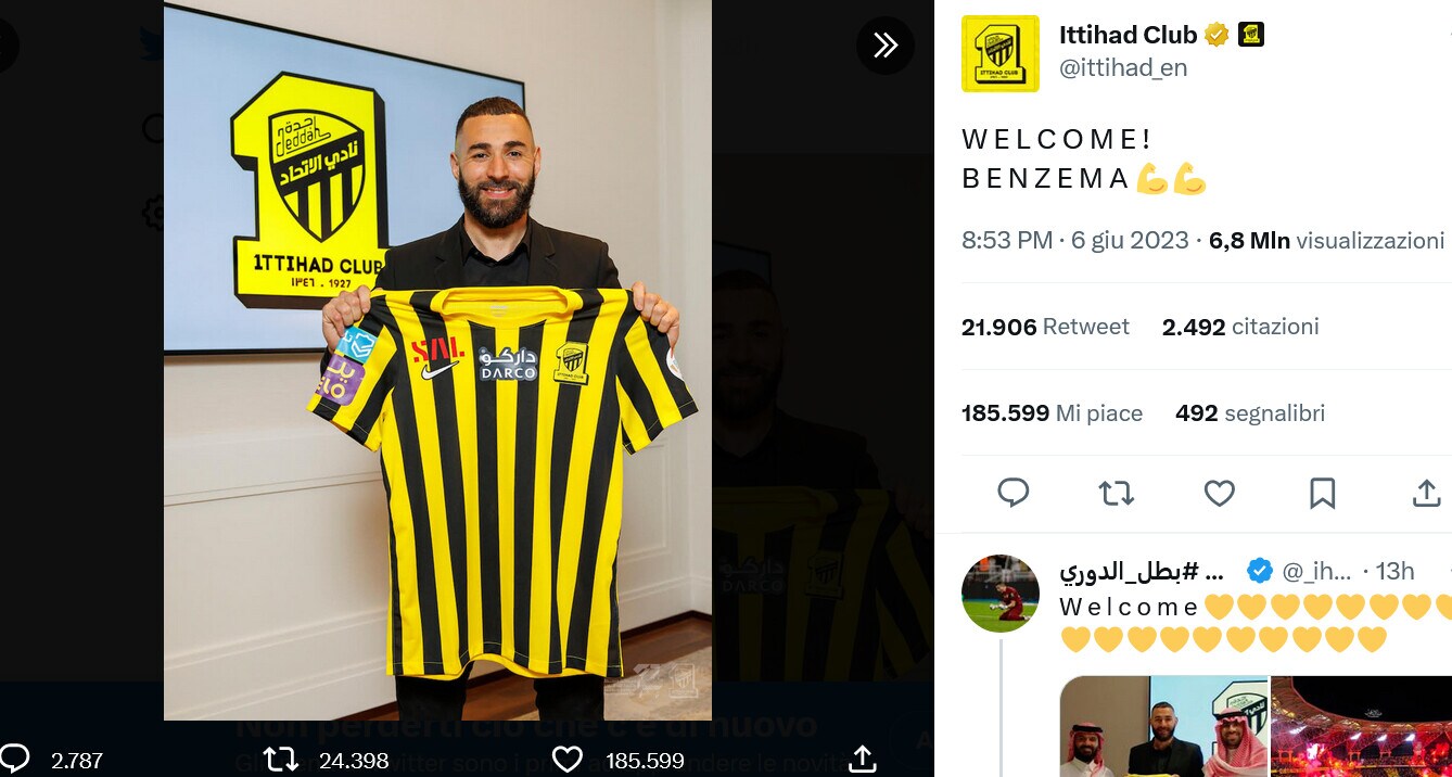 Ufficiale: l'Al-Ittihad ufficializza Benzema fino al 2026