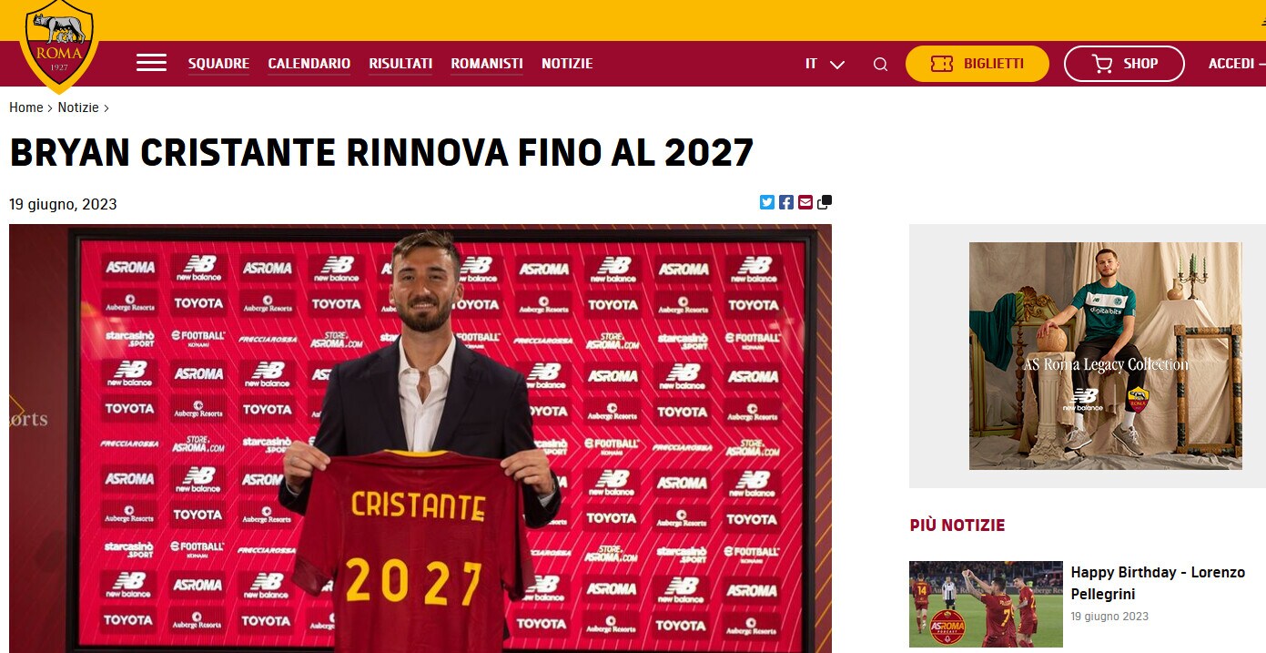 Ufficiale, Roma-Cristante: avanti fino al 2027