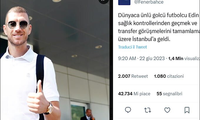Ufficiale: l'Inter saluta Dzeko, l'attaccante va al Fenerbahce