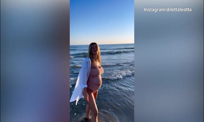 Diletta sempre più mamma: ecco il video al mare col pancione