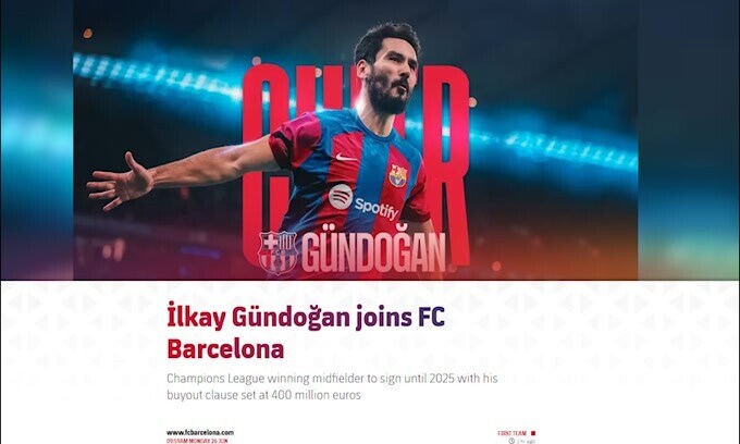 Barcellona, è ufficiale: preso Gundogan