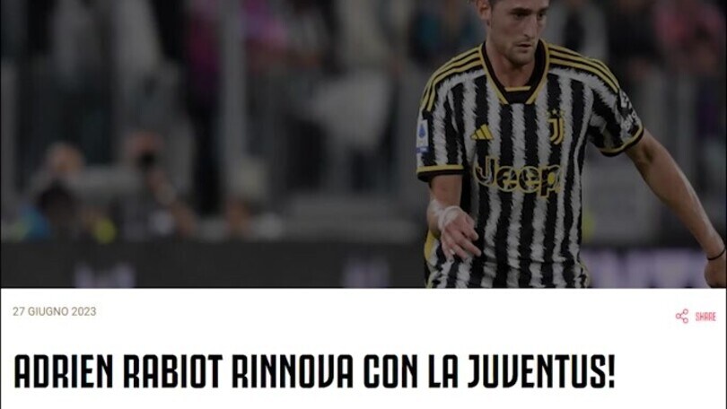 Juve, ecco l'ufficialità: Rabiot ha rinnovato