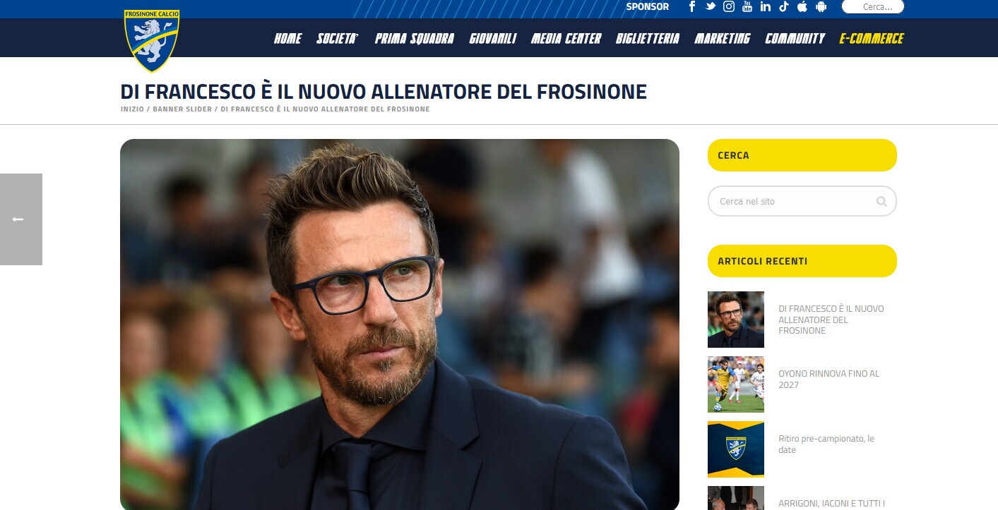 Ufficiale, Frosinone: il nuovo tecnico è Eusebio Di Francesco
