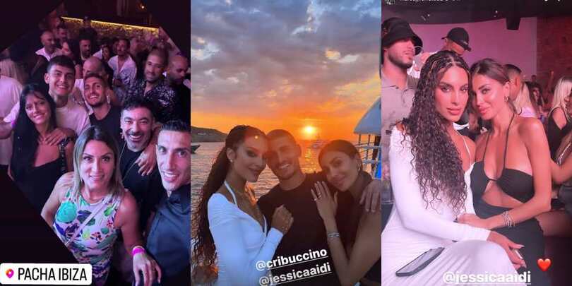 Verratti beato tra le donne: la foto con la moglie Jessica e Cristina Buccino