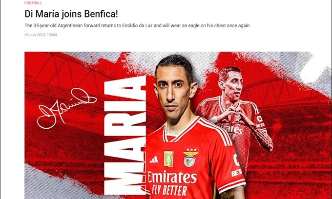 Benfica, ufficiale il ritorno di Angel Di Maria