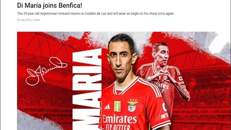 Benfica, ufficiale il ritorno di Angel Di Maria