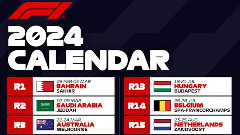 Formula 1, ufficiale il calendario del 2024