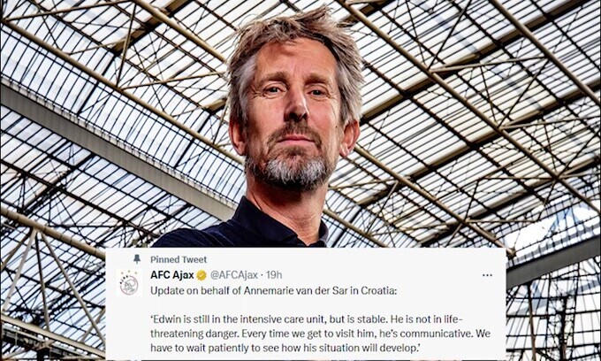 Van der Sar, la moglie tranquillizza: "Non è in pericolo di vita"