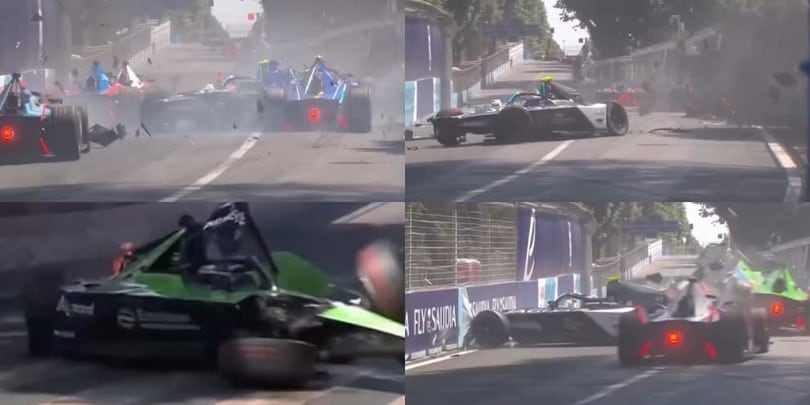 Formula E, le foto dell'incidente che ha coinvolto Bird, Buemi e Mortara