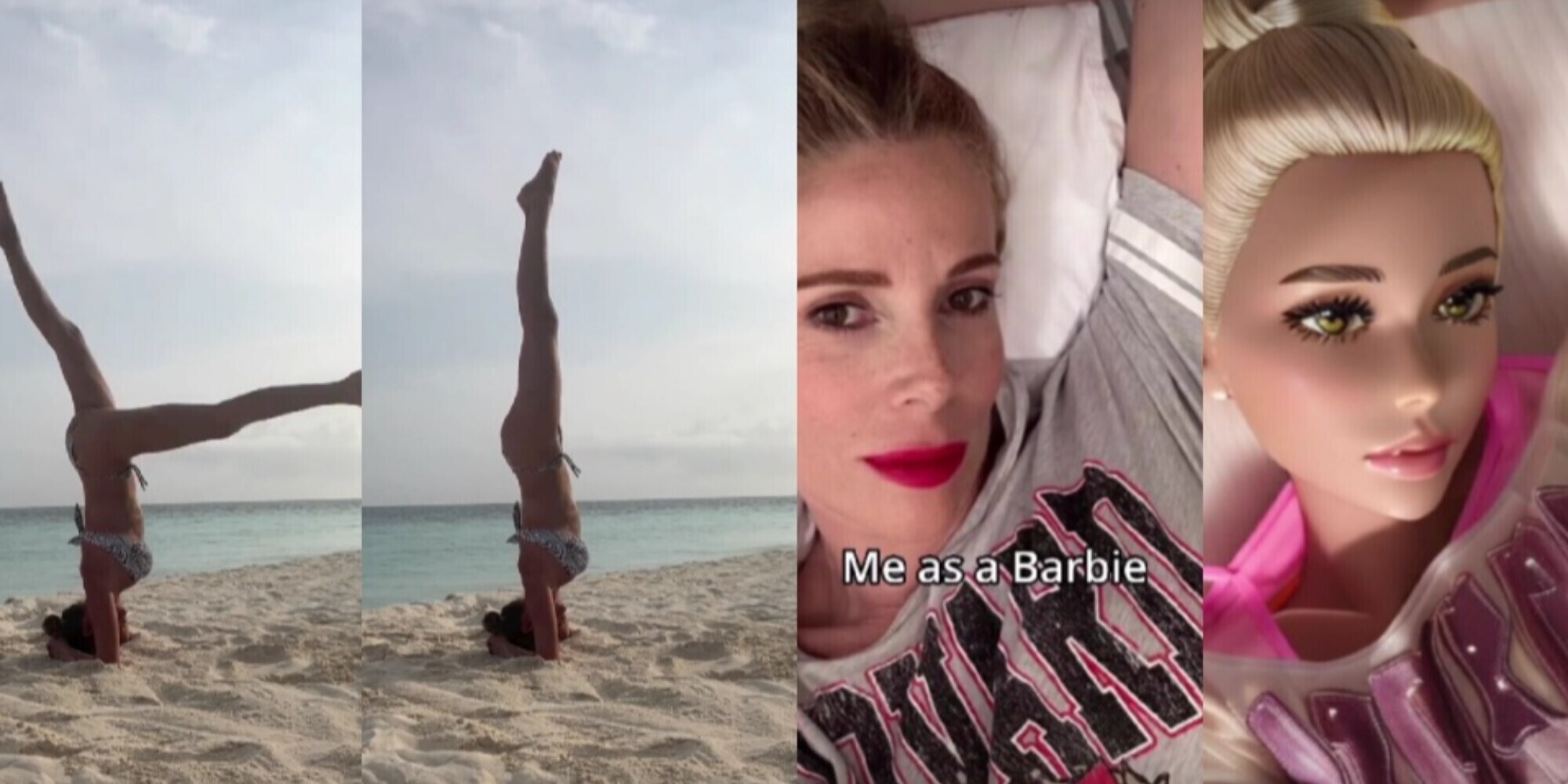 Alessia Marcuzzi in versione Barbie: dopo la caduta acrobazie in spiaggia