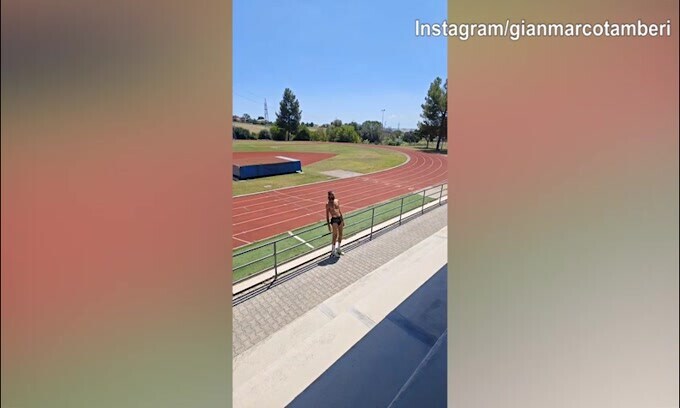 Gianmarco Tamberi in super forma: che agilità sui gradoni!