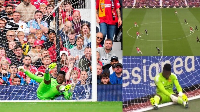 Sotoca supera Onana con un tiro da centrocampo in United-Lens: la fotosequenza