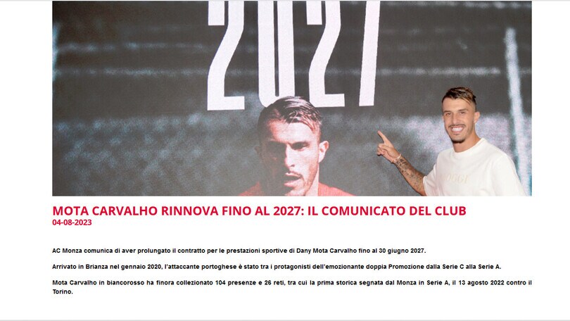 Monza-Dany Mota: ufficiale il rinnovo fino al 2027