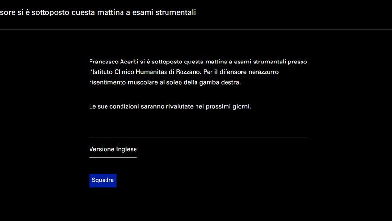 Inter, Acerbi infortunato: il difensore rischia di saltare il Monza