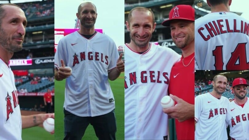 Chiellini, lancio onorario e gli Angels lo celebrano così: "Magnifico"