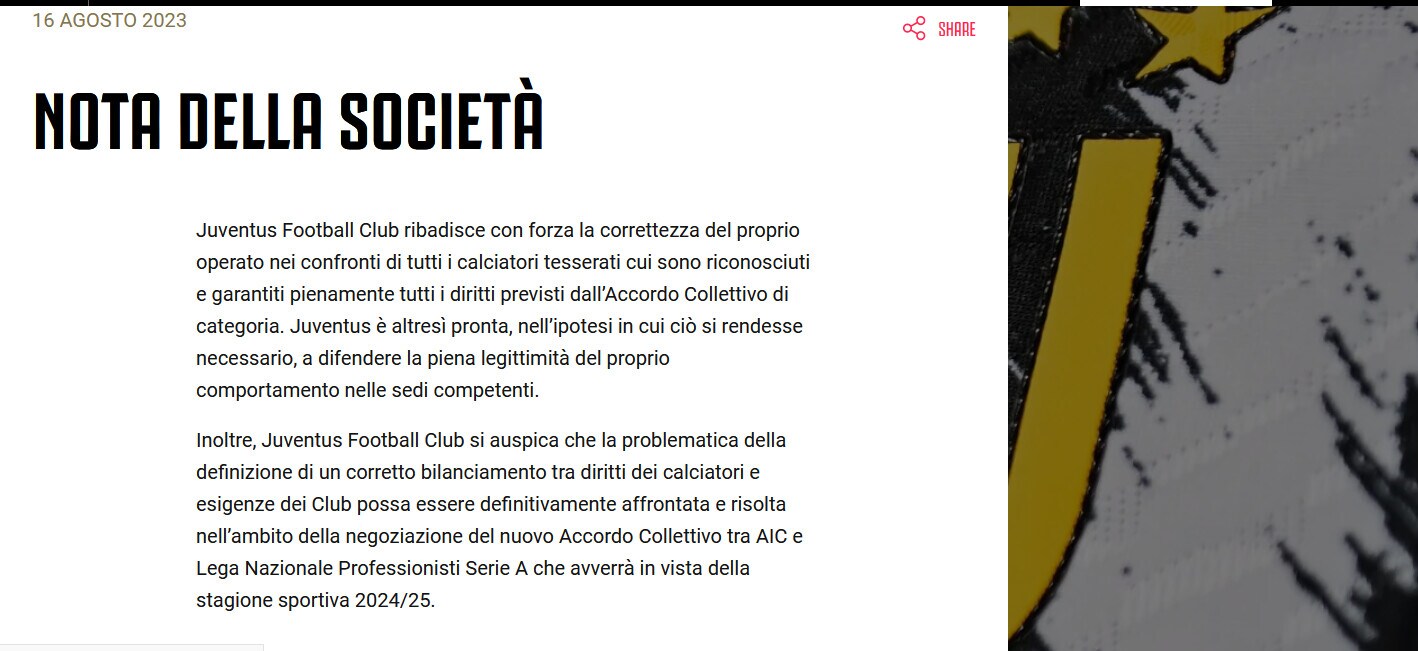 Caso Bonucci, la Juve risponde all'Aic
