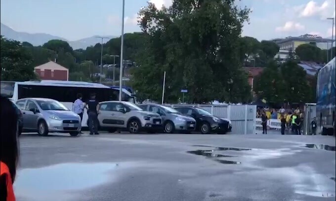 Napoli, l'arrivo dei campioni d'Italia a Frosinone