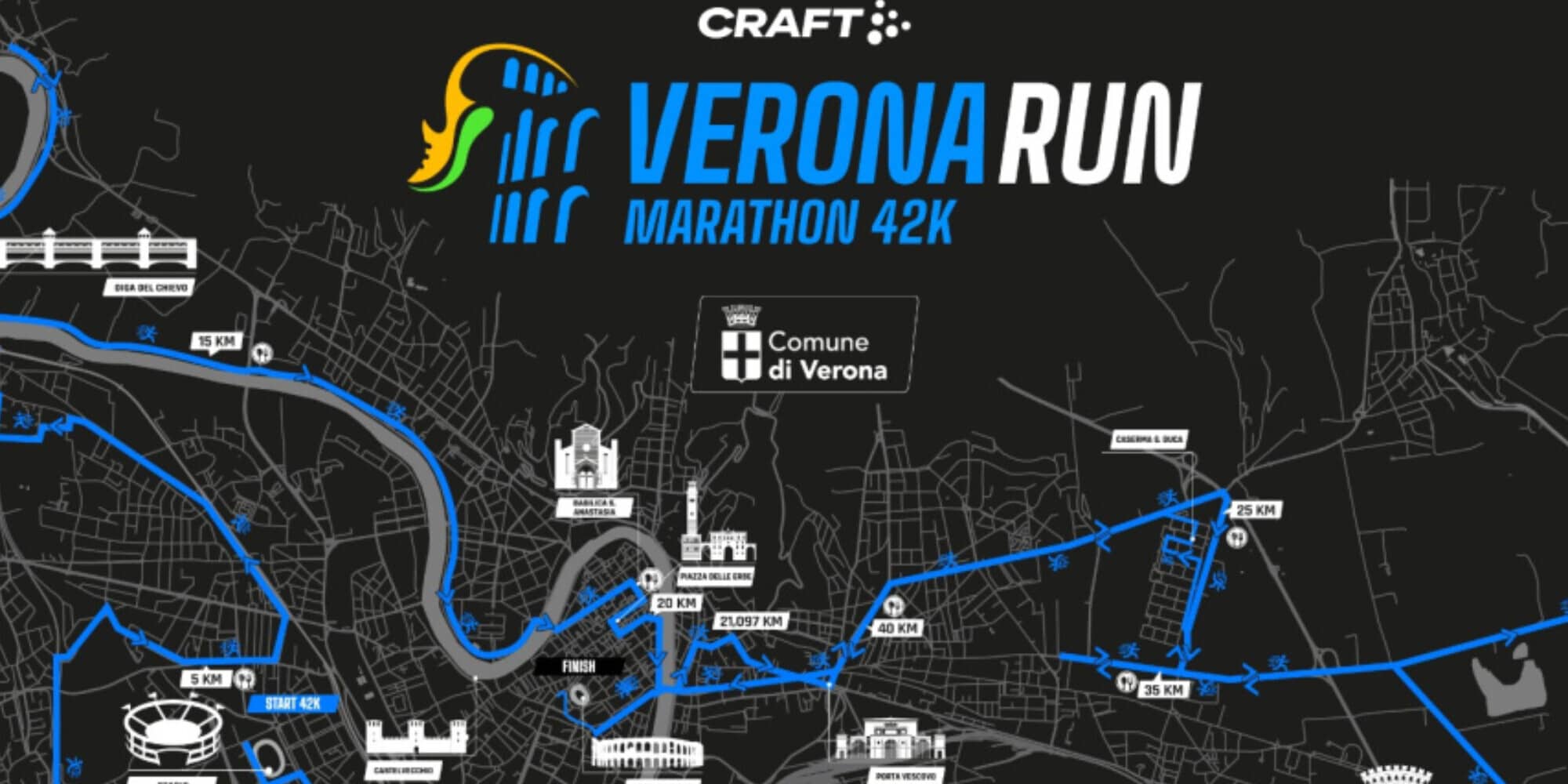 Nuovo, veloce e a giro unico il percorso CRAFT Verona Run Marathon 42k/21k/10k