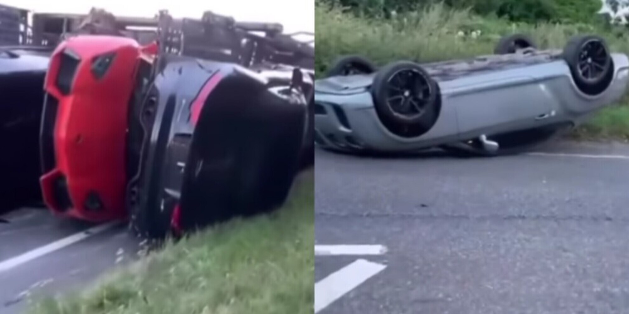 Bisarca si ribalta e fa crollare a terra le supercar che trasporta