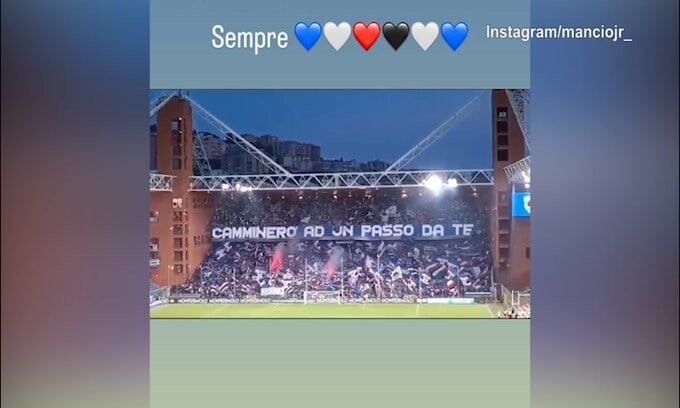 Sampdoria, Mancini Jr stupito dalla Curva Sud: il video social