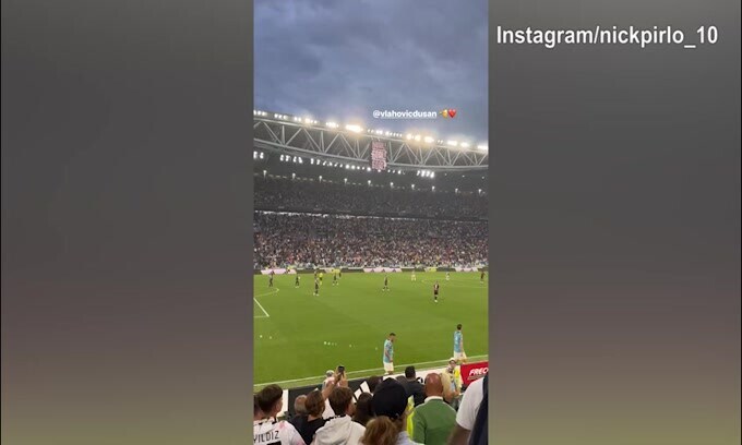 Vlahovic gol, il figlio di Pirlo riprende l'esultanza bianconera