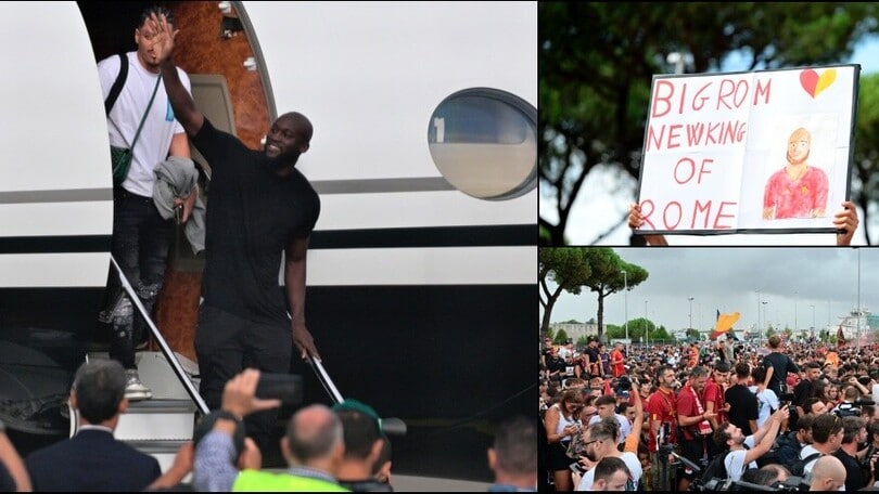 Lukaku a Roma, l'entusiasmo dei tifosi: festa a Ciampino
