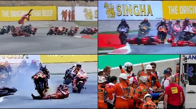 Bagnaia caduto e travolto in pista: le immagini shock del terribile incidente