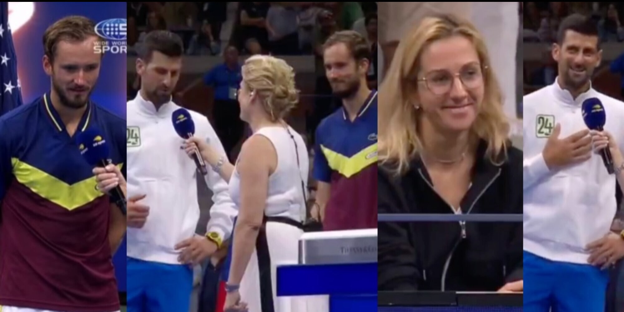 Medvedev chiede scusa alla moglie in diretta e Djokovic piazza la battuta!