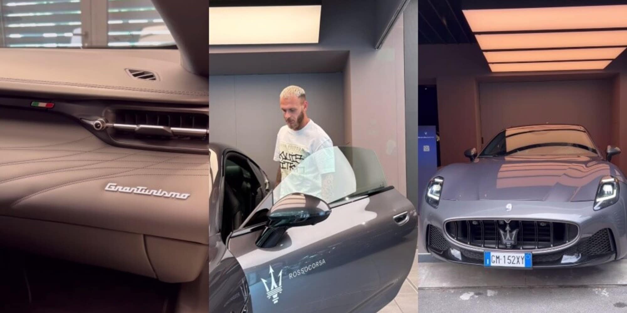 Inter, Dimarco a tutta velocità con Maserati GranTurismo