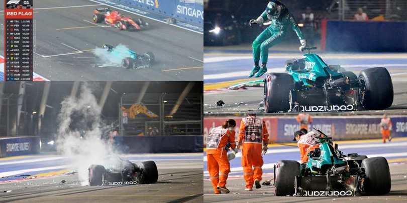Stroll, clamoroso incidente a Singapore: Aston Martin spezzata!