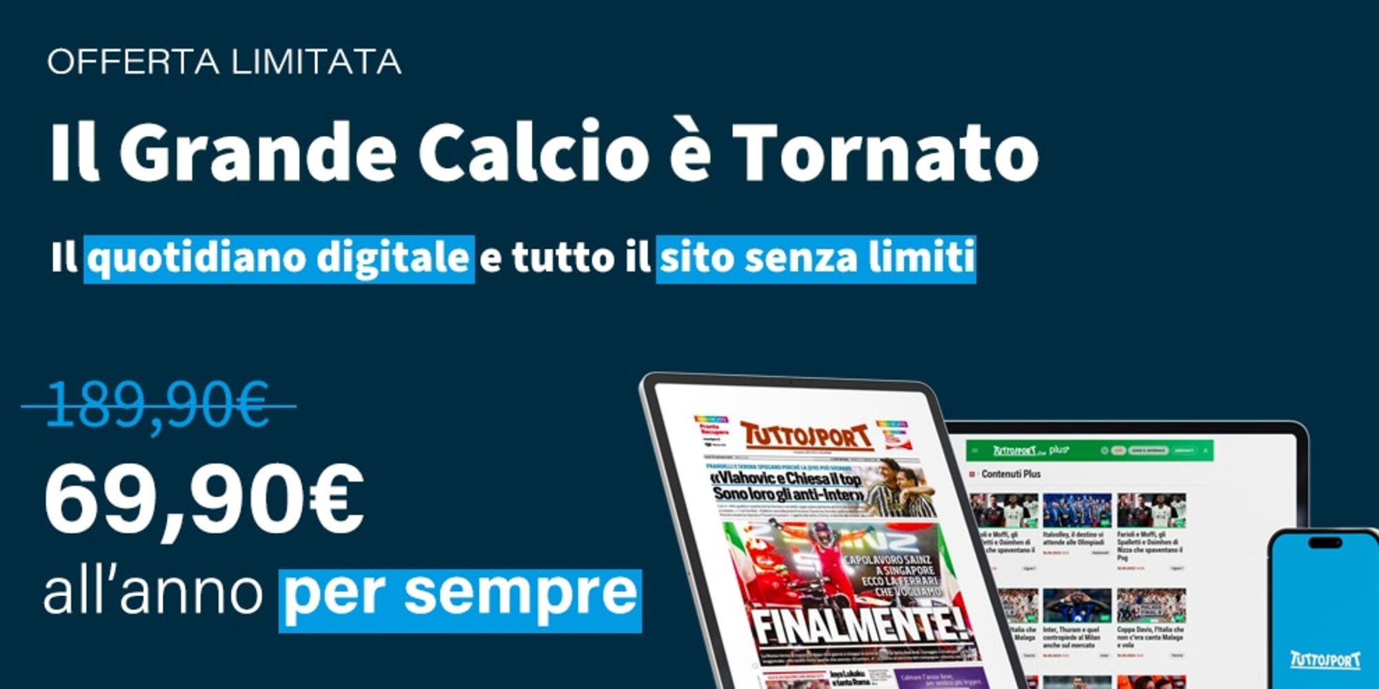 Tuttosport: Abbonamento Full annuale in promozione al -60%