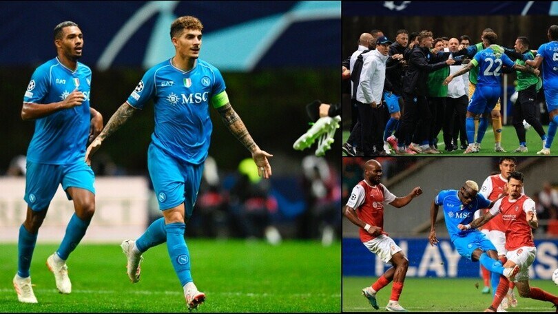 Napoli, vittoria in extremis all'esordio in Champions: 2-1 contro il Braga
