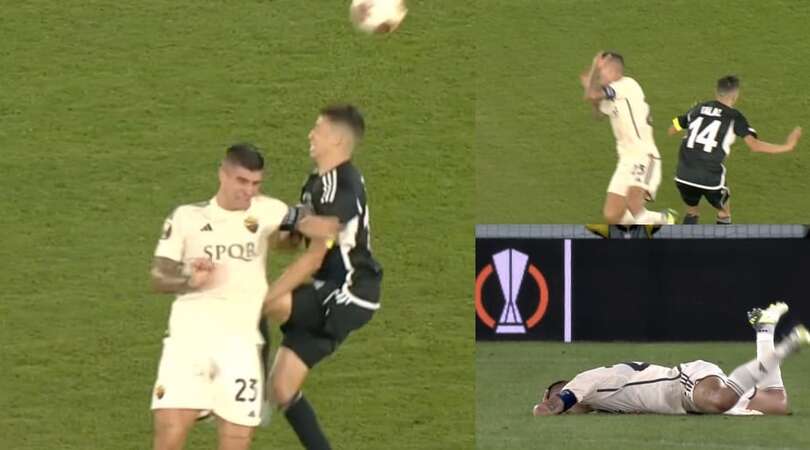 Mancini colpito duro all'anca in Sheriff-Roma ma si tocca la testa...