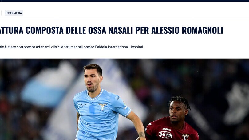 Lazio, stop per Romagnoli: frattura alle ossa nasali