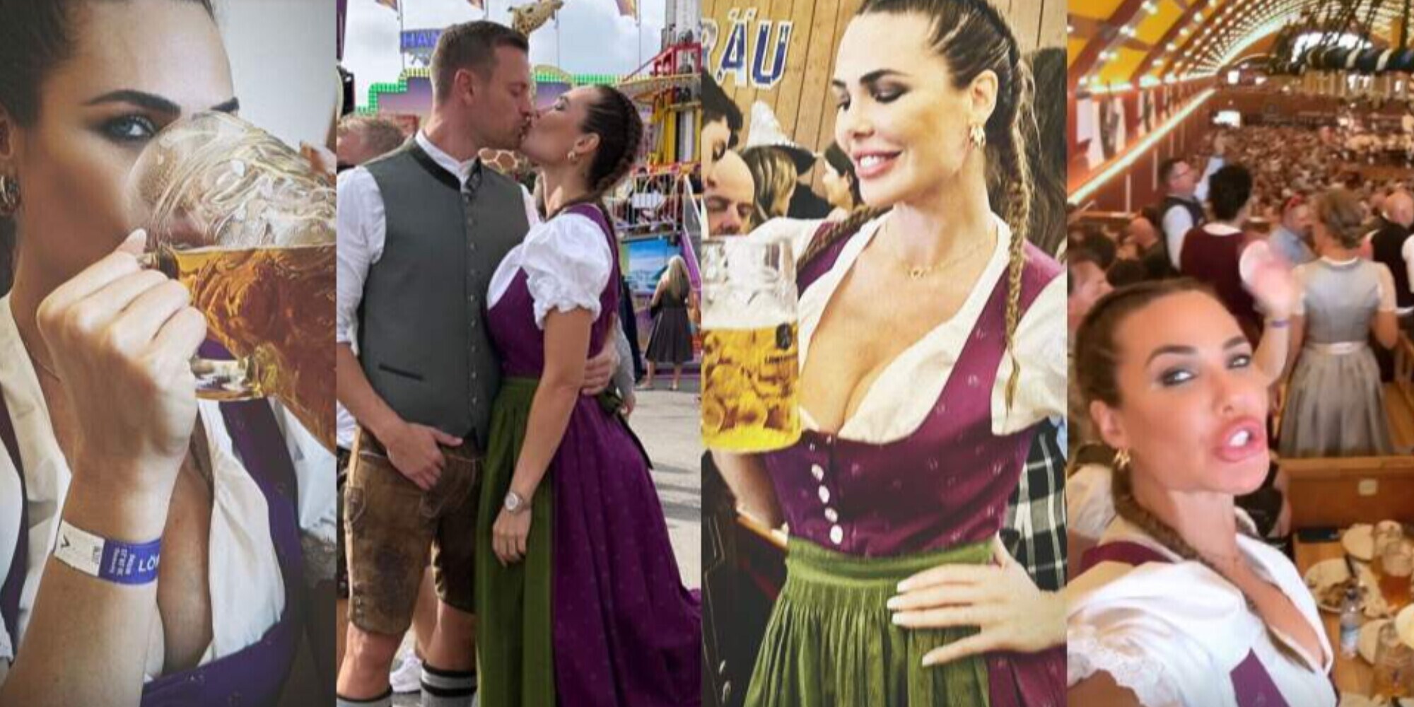 Ilary Blasi all'Oktoberfest tra abiti tradizionali, birra e baci con Bastian