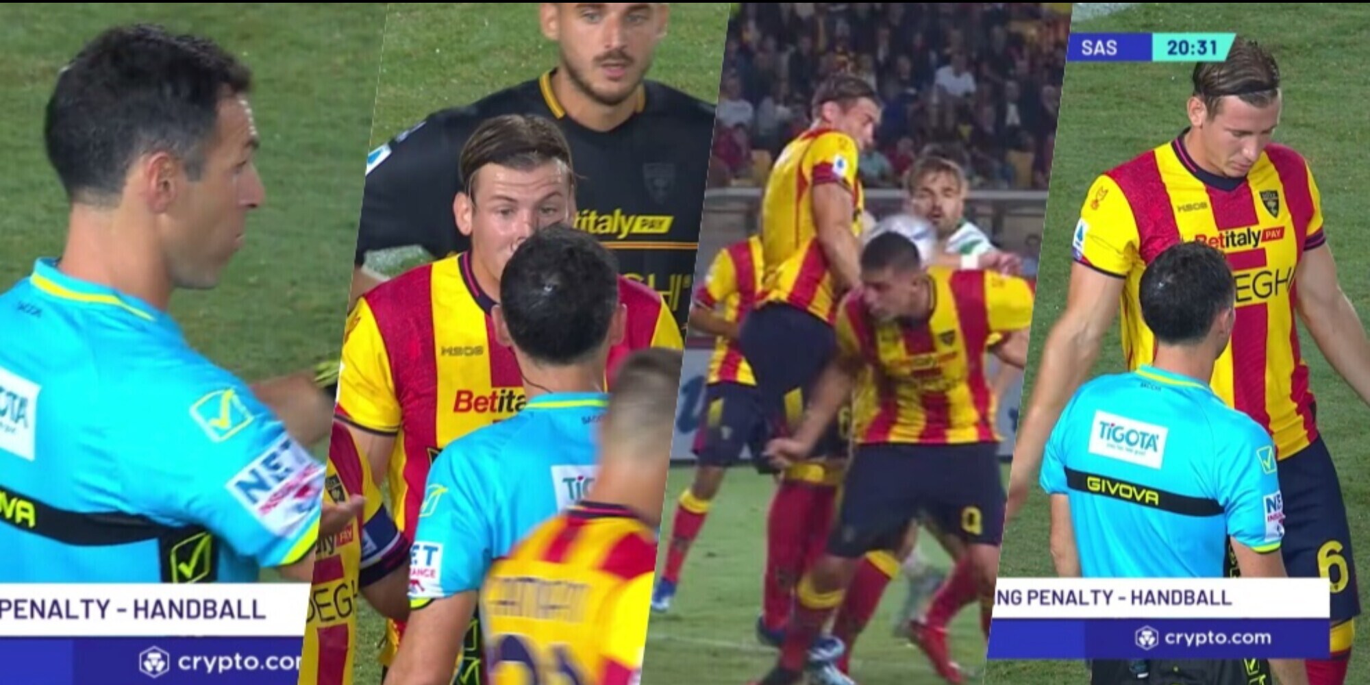 Lecce-Sassuolo, assegnato rigore col Var dopo lunga revisione: cosa è successo