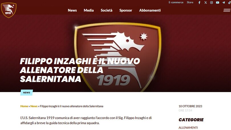Salernitana: Sousa esonerato, ecco Filippo Inzaghi