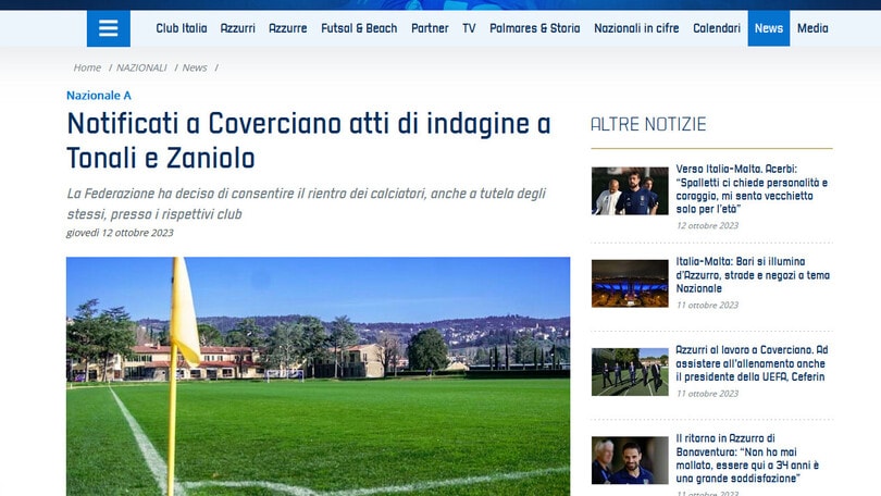 Caso scommesse: polizia a Coverciano, Zaniolo e Tonali via dall’Italia