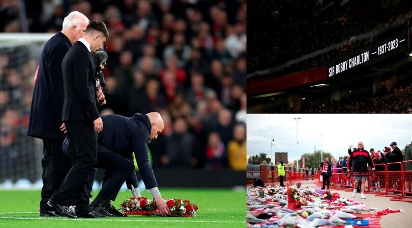Bobby Charlton, il tributo di Old Trafford è commovente