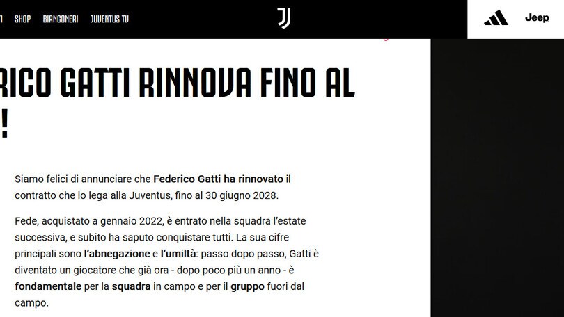 Juve, ufficiale: rinnovo fino al 2028 per Gatti