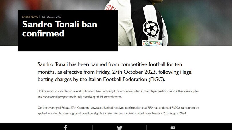 Ufficiale: Tonali in campo nell'agosto 2024