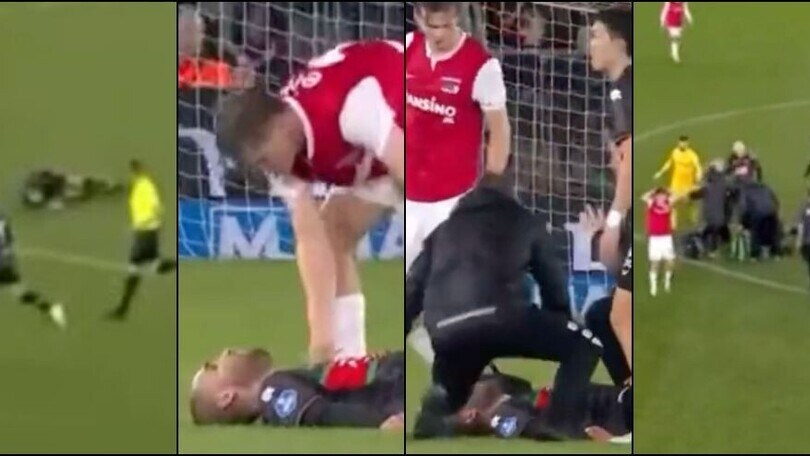 Bas Dost si tiene la testa e crolla in campo tremando: attimi di terrore