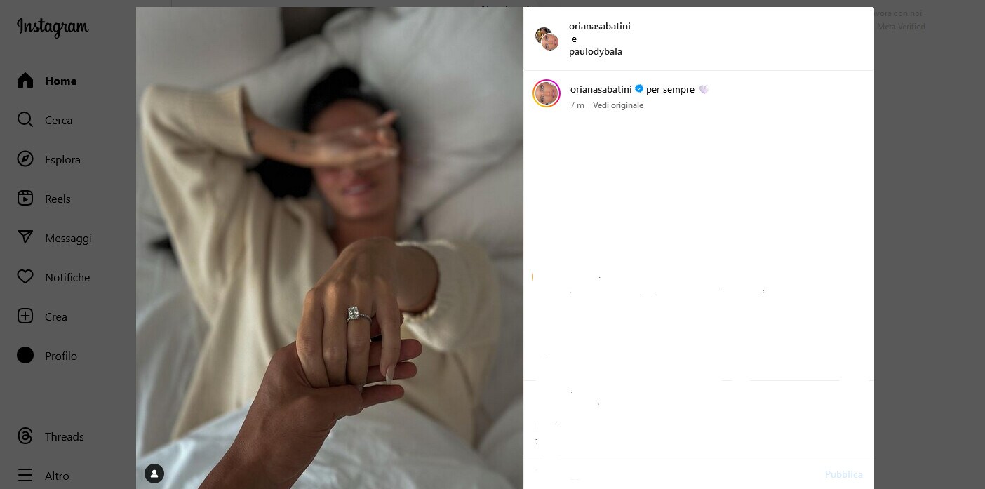 Dybala e Oriana Sabatini si sposano