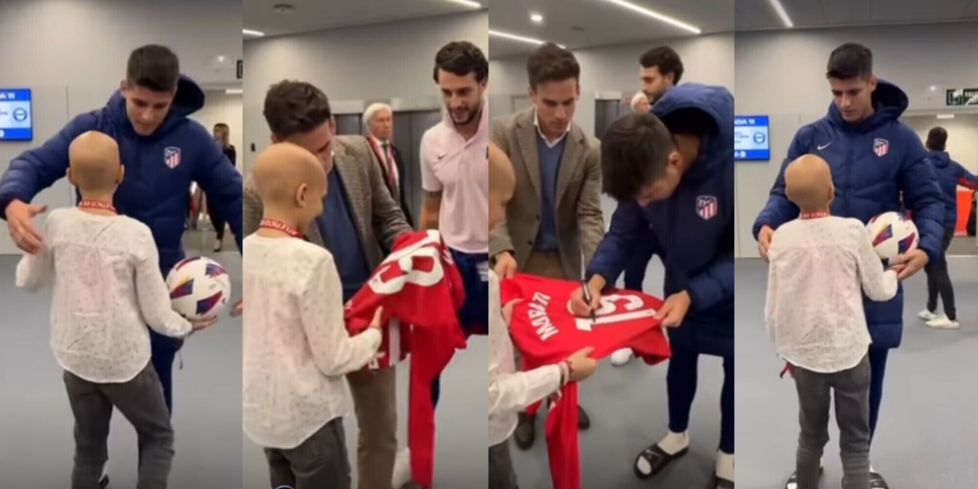 Morata, l'incontro con Maria e il regalo con dedica speciale