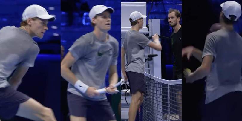 Sinner si scalda per le Nitto ATP Finals: scambi con Medvedev e palline al pubblico