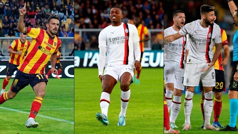 Lecce dominante, Milan salvato dal Var. Ma perde Leao e Giroud
